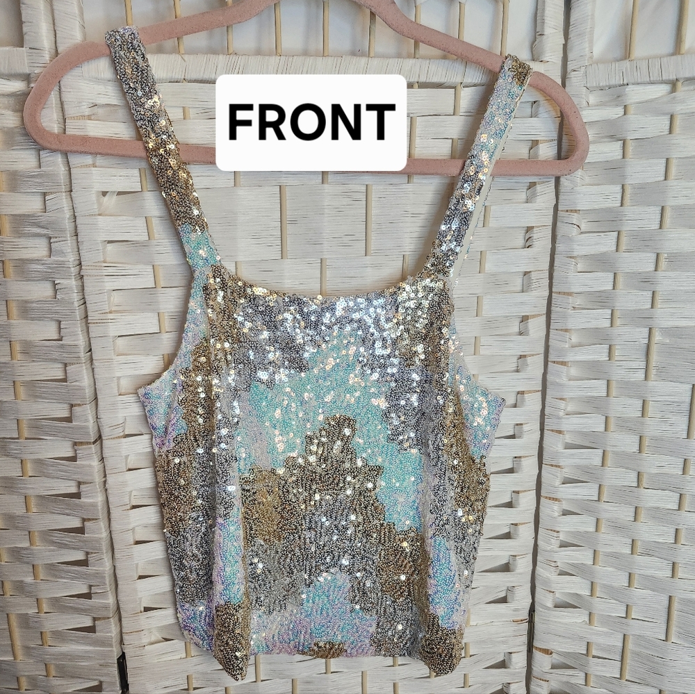 Porridge: Anthropology- NWOT Sparkly Strapless Crop-Top